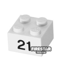 Product shot Printed Brick 2x2 - Number 21