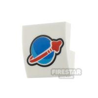 Product shot Printed Curved Slope 2x2 Blue and Red Classic Space Logo