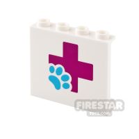 Product shot Printed Panel 1 x 4 x 3 with Side Supports - Hospital Cross with Paw