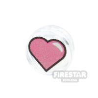 Product shot Printed Round Tile 1x1 - Heart - Pink