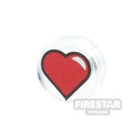 Product shot Printed Round Tile 1x1 - Heart - Red