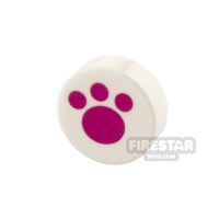 Product shot Printed Round Tile 1x1 Paw Print