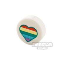 Product shot Printed Round Tile 1x1 Rainbow Heart