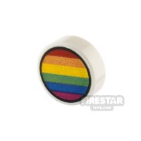 Product shot Printed Round Tile 1x1 Rainbow Stripes