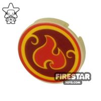 Product shot Printed Round Tile 2x2 - Fire Power Icon
