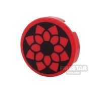 Product shot Printed Round Tile 2x2 - Red and Black Flower