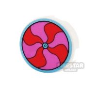 Product shot Printed Round Tile 2x2 - Red and Dark Pink Pinwheel