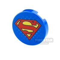 Product shot Printed Round Tile 2x2 Superman Logo