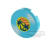 Product shot Printed Round Tile 2x2 Vinyl Record with Palm Trees