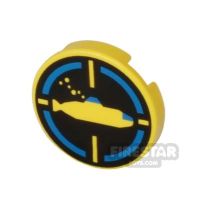 Product shot Printed Round Tile 2x2 - Yellow Submarine