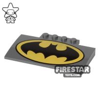 Product shot Printed Slope Curved 5x8 x 2/3 with Studs Batman Logo