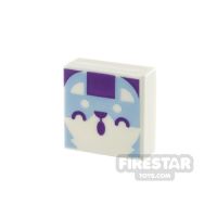 Product shot Printed Tile 1x1 Animal Face with Closed Eyes