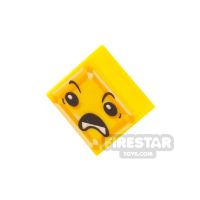 Product shot Printed Tile 1x1 Kryptomite Face Yellow
