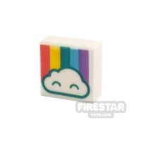 Product shot Printed Tile 1x1 with Cloud and Rainbow