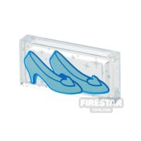 Product shot Printed Tile 1x2 Cinderella Glass Slippers