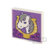 Product shot Printed Tile 2x2 - Horse Head and Flowers