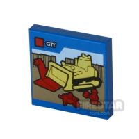 Product shot Printed Tile 2x2 - LEGO City Box - Bulldozer