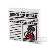 Product shot Printed Tile 2x2 - Newspaper - The Brick Bugle - Man Steals Heart