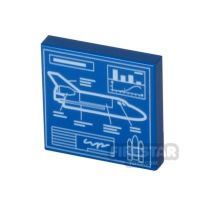 Product shot Printed Tile 2x2 - Space Shuttle Blueprint