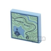 Product shot Printed Tile 2x2 - Topographical Trail Map