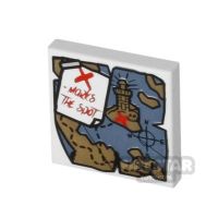 Product shot Printed Tile 2x2 - Treasure Map - X Marks the Spot
