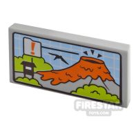 Product shot Printed Tile 2x4 Volcano and Flying Dinosaur