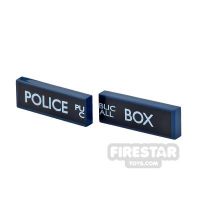 Product shot Printed Tile Pair 1x3 'Police Public Call Box