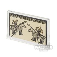 Product shot Printed Window Glass 1x4x3 Chinese Warriors and Horses