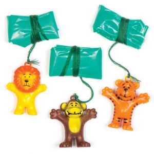 Animal Parachutists - 8 animal toys with plastic parachute. 4 designs: Monkey