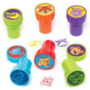 Animal Self-Inking Stampers - 10 Jungle Themed Stamp Sets for kids perfect as party bag fillers. 10 Assorted Designs. Size 20mm.