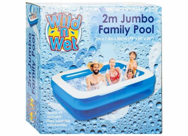 Wild N Wet Inflatable 2M Blue Jumbo Family Pool