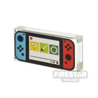 Product shot Custom Printed Tile 1x2 Bricktendo Switch Blue and Red
