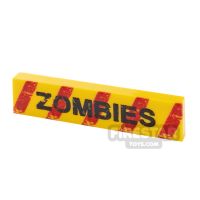Product shot Custom Printed Tile 1x4 Zombie Warning without Bullet Holes