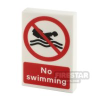 Product shot Custom Printed Tile 2x3 No Swimming Sign