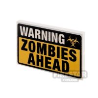 Product shot Custom Printed Tile 2x3 Warning Zombies Ahead Sign