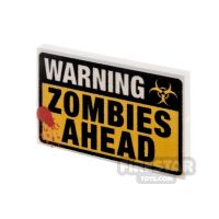 Product shot Custom Printed Tile 2x3 Warning Zombies Ahead Sign