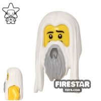 Product shot LEGO Hair - Long White Hair with Gray Beard