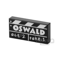 Product shot LEGO Printed Tile 1x2 'OSWALD' Film Slate
