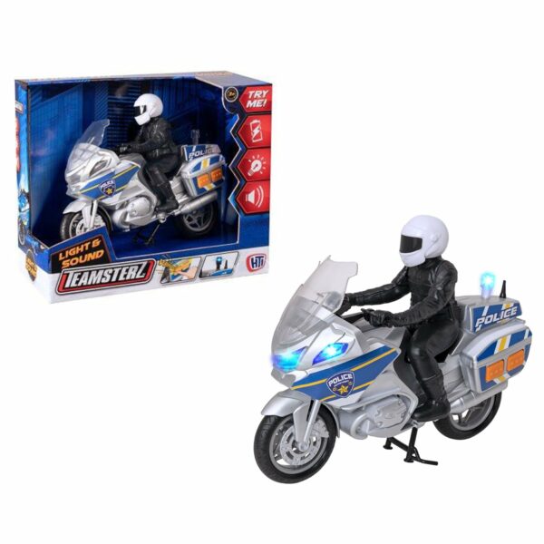 Teamsterz Mighty Machines Medium Police Bike | Includes Police Officer Figure
