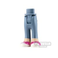 Product shot LEGO Friends Minifigure Legs Sand Blue Trousers with Pink Shoes