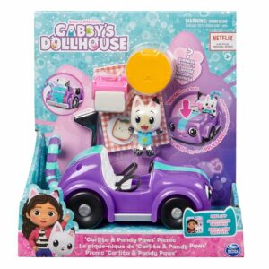 Gabby's Dollhouse Carlita Toy Car with Pandy Paws Collectible Figure and 2 Accessories