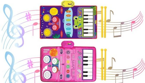 2-in-1 Piano & Drum Mat Learning Toy - 2 Colours