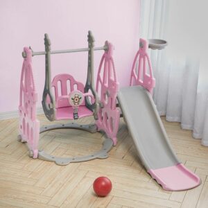 153cm W 3 in 1 Kids Swing and Slide Set Toddler Climber Playset