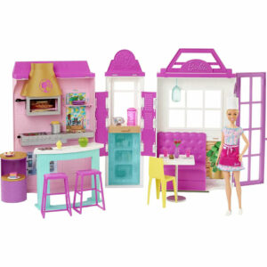 Barbie Cook 'n Grill Restaurant Playset & Barbie Doll 30+ Pieces Kitchen