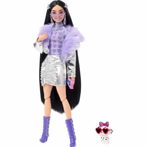 Barbie Extra Doll in Metallic Jacket and Matching Skirt with Pet Puppy