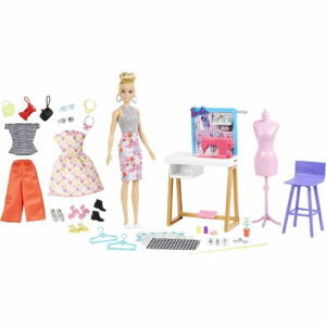 Barbie Fashion Designer Doll 12in & Studio 25+ Design & Fashion Accessories