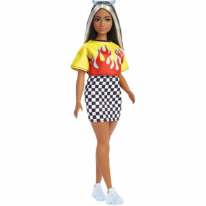 Barbie Fashionistas Curvy Doll #179 Long Highlighted Hair & Flame Crop Top