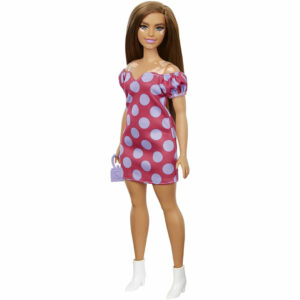 Barbie Fashionistas Doll Curvy Vitiligo Long Hair and Polka Dot Dress