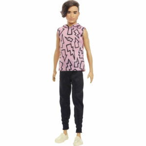 Barbie Ken Fashionistas Doll 193 Slender Rooted Brown Hair Lightning Bolt Hoodie