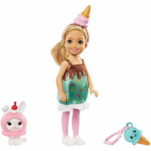 GHV72 Barbie Club Chelsea Doll and Playset Ice Cream Dress and Rabbit (GHV69)